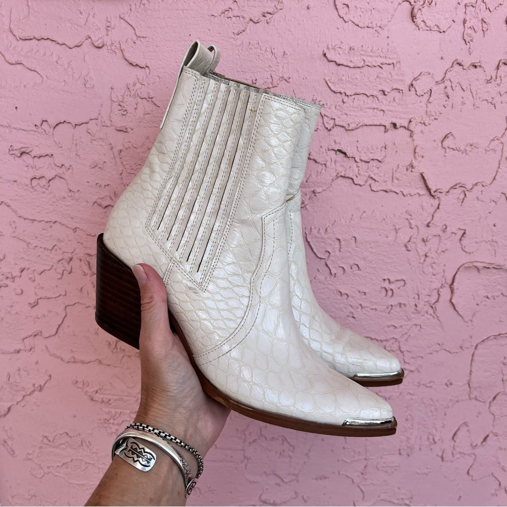 ARider Girl Eleanor Animal Print Slip On Western Ankle Boots Boho Size 7.5